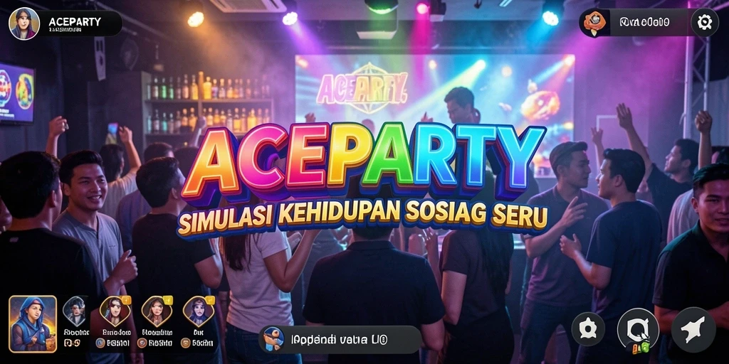 Tampilan gameplay ACEPARTY dengan interaksi karakter yang dinamis.