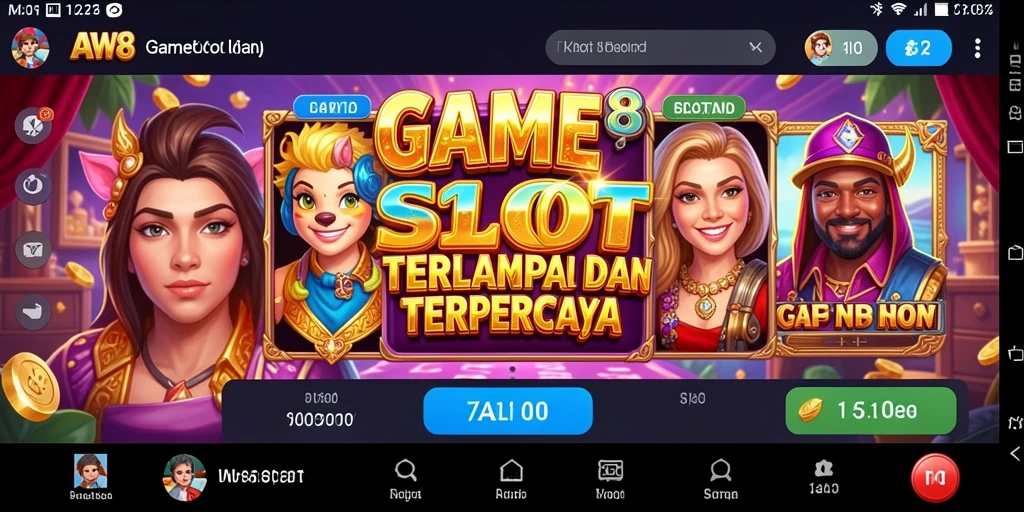 Tangkapan layar gameplay AW8 yang menampilkan keseruan permainan Slot.