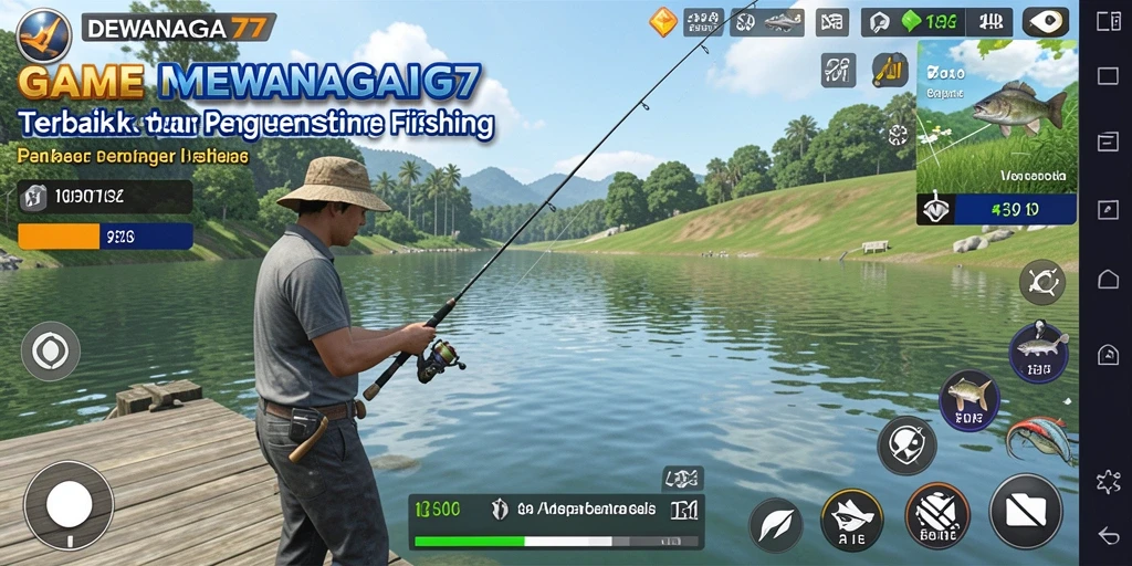 Tampilan gameplay yang mengasyikkan dalam DEWANAGA77 dengan aktivitas memancing.