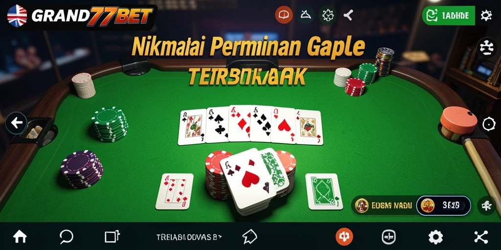 Tampilan gameplay seru GRAND77BET dalam permainan Gaple.