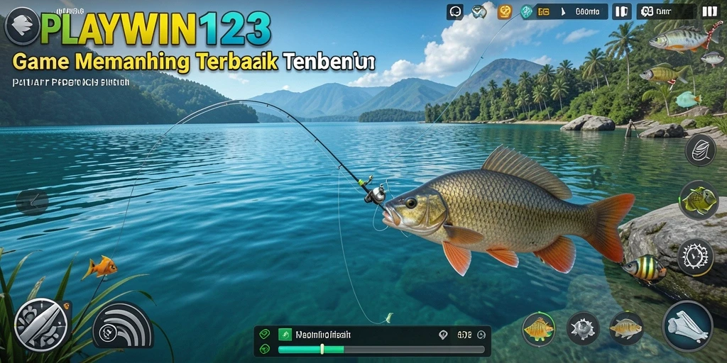 Screenshot utama PLAYWIN123 menunjukkan gameplay memancing yang menyenangkan.