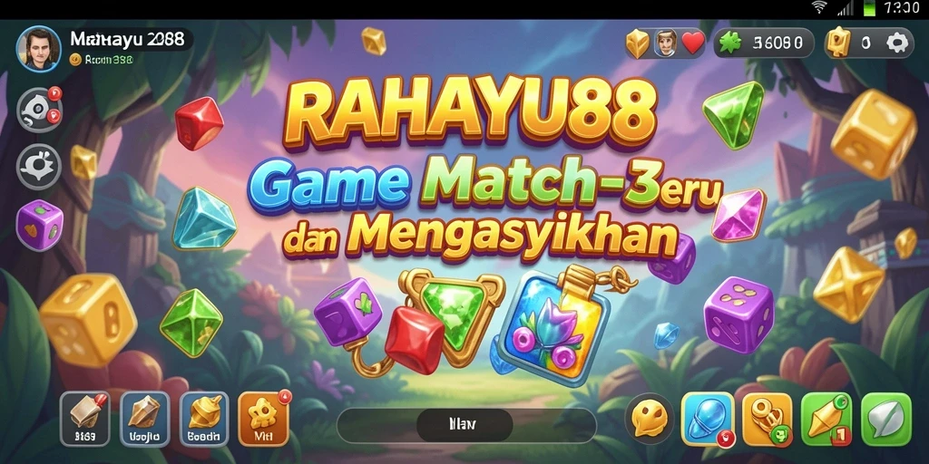 Tampilan gameplay menarik dalam RAHAYU88, penuh warna dan tantangan Match-3.